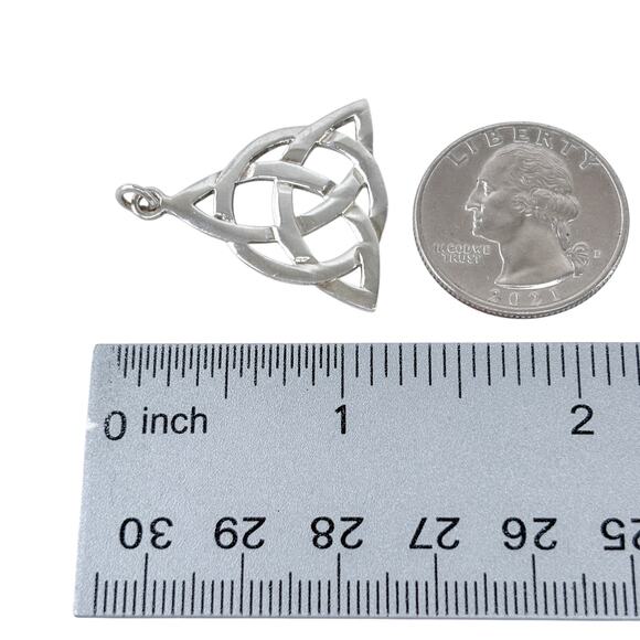 Estate Sterling Silver 925 Celtic Knot Triangle Pendant - Picture 7 of 8